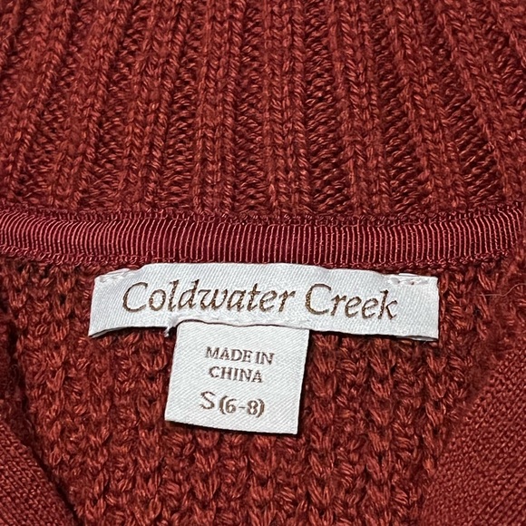 Coldwater Creek Wool Knit Blend Paisley Red/ Black Full Zip Sweater Vest - Picture 5 of 5